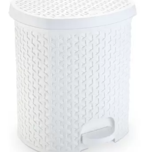 LIXEIRA COM PEDAL RATTAN 6L BRANCA